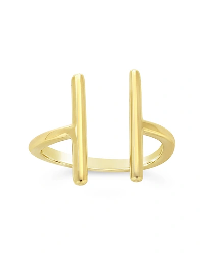 Sterling Forever Sterling Silver Parallel Bar Ring In Gold