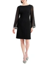 CONNECTED APPAREL WOMENS BOATNECK SHEER SLEEVES SHEATH DRESS