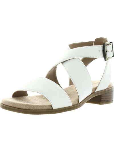 Lifestride Banning Womens Faux Leather Slingback Strappy Sandals In White