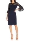 Adrianna Papell Womens Laced Knee-length Cocktail And Party Dress In Blue