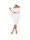 ADRIANNA PAPELL WOMENS EMBELLISHED OFF-THE-SHOULDER COCKTAIL DRESS