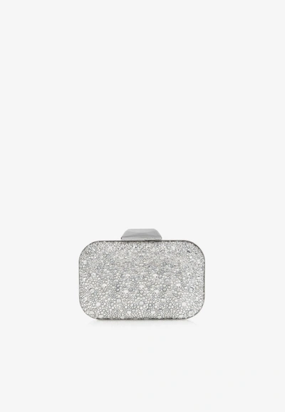 Jimmy Choo Cloud Crystal Covered Clutch In Silver