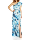 ADRIANNA PAPELL WOMENS BELTED MAXI EVENING DRESS
