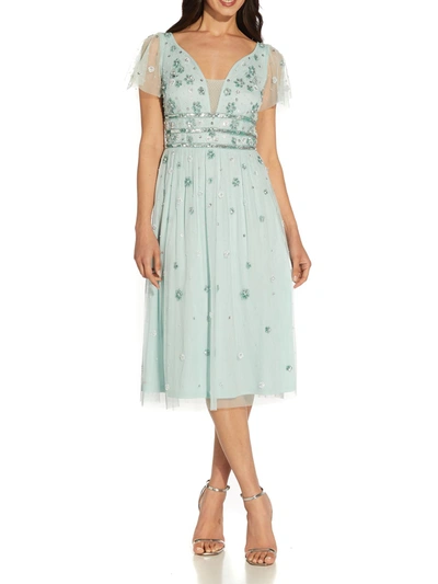 Adrianna Papell Womens Floral Embellished Cocktail And Party Dress In Multi