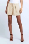 L Agence Zahari Pleated Linen Shorts In Beige