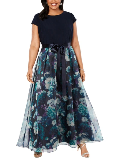 Slny Plus Womens Floral Cap Sleeve Formal Dress In Multi