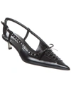 VERSACE Versace Laced Pin-Point Leather Slingback Pump