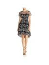 ADRIANNA PAPELL ETHERAL WOMENS EMBROIDERED FIT & FLARE PARTY DRESS