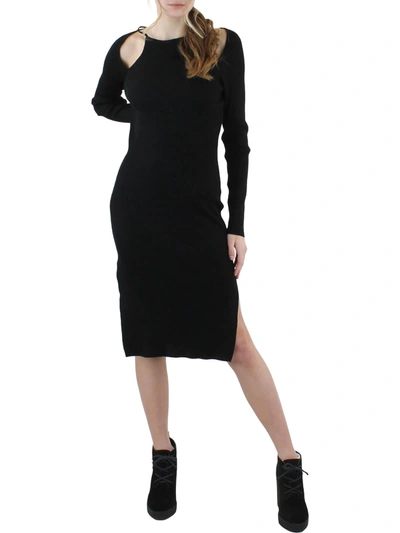 Almost Famous Womens Ribbed Cut Out Midi Dress In Black