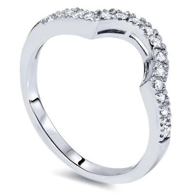 Pompeii3 1/3ct Diamond Curved Notched Wedding Ring 14k White Gold In Multi