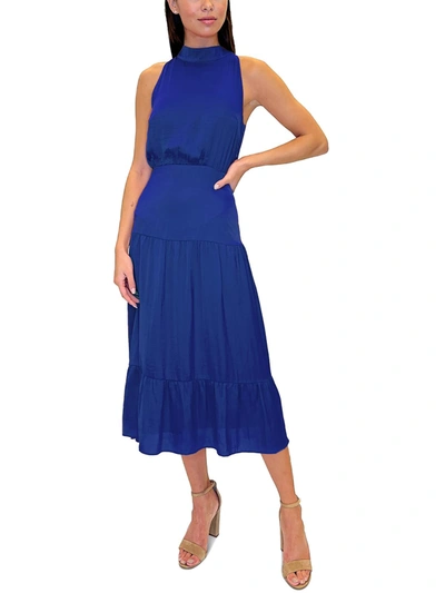 Sam Edelman Womens Satin Sleeveless Midi Dress In Blue