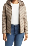 MICHAEL KORS WOMEN'S CHEVRON PACKABLE PUFFER JACKET IN TAUPE