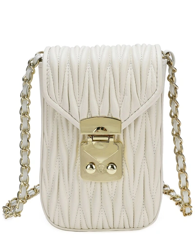 Tiffany & Fred Quilted Leather Phone Bag In White