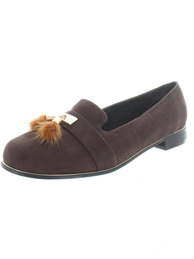 Beacon Trish Womens Microsuede Slip On Smoking Loafers In Brown