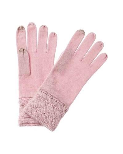 Forte Cashmere Braided Cable Cashmere Gloves In Pink