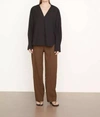 Vince Shaped-collar V-neck Popover Top In Black