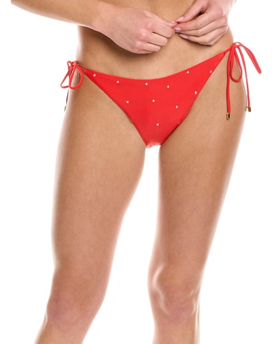 Pq Swim Embroidered Tie Teeny Bikini Bottom In Red