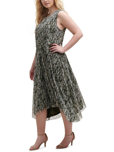 Jessica Howard Plus Womens Mesh Sleeveless Midi Dress In Multi