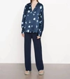 Vince Sea Carnation Shaped-collar Printed Silk Top In Blue