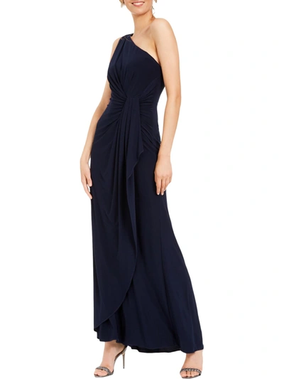 Adrianna Papell Womens Faux Wrap Long Evening Dress In Blue