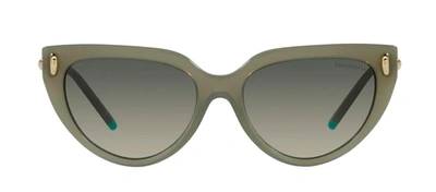 Tiffany & Co Womens Green Tf4195 Cat-eye Brand-embellished Acetate And Metal Sunglasses In Opal Green