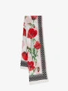 Dolce & Gabbana Dolce&gabbana Polka Dot Border Poppy Print Silk Scarf In White