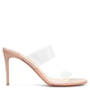 CHRISTIAN LOUBOUTIN JUST NOTHING 85 PVC NUDE SANDALS