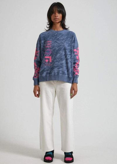 Afends Hemp Slouchy Crew In Colour-blue