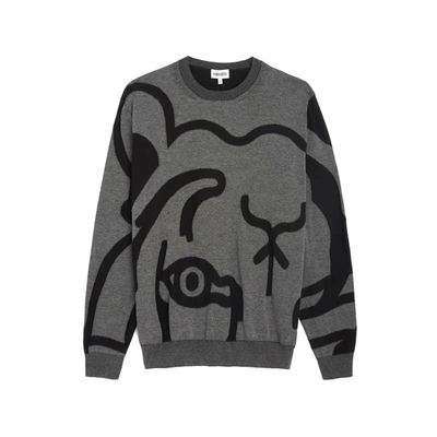 Kenzo Abstract Tiger-print Sweatshirt In Grey