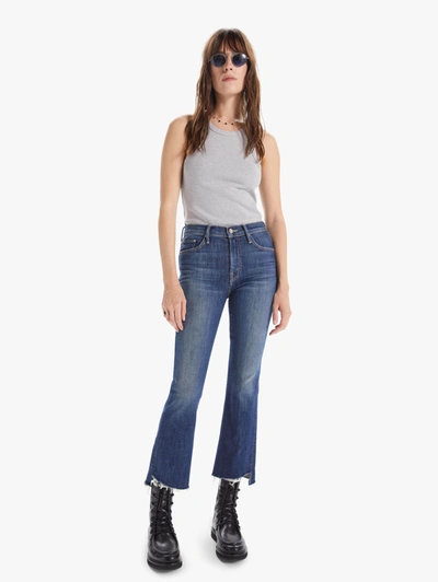 Mother The Insider Crop Step Fray Jeans In Blue