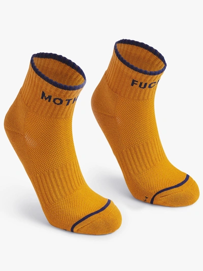 Mother Baby Steps Ankle Mf Yellow/navy Socks In White