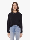 Mother The Long Sleeve Slouchy Cut Off Tee In Black