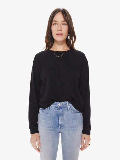 Mother The Long Sleeve Slouchy Cut Off Tee In Black
