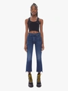 Mother The Insider High Waist Crop Step Fray Hem Bootcut Jeans In Blue