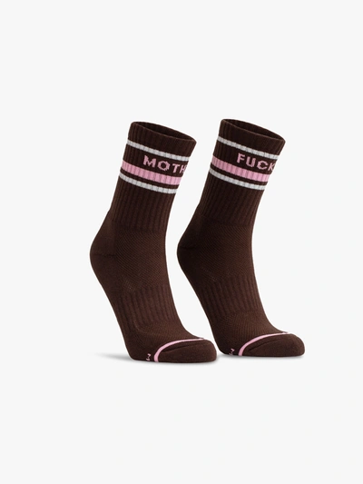 Mother Baby Steps Mf Pink/grey/brown Socks In White