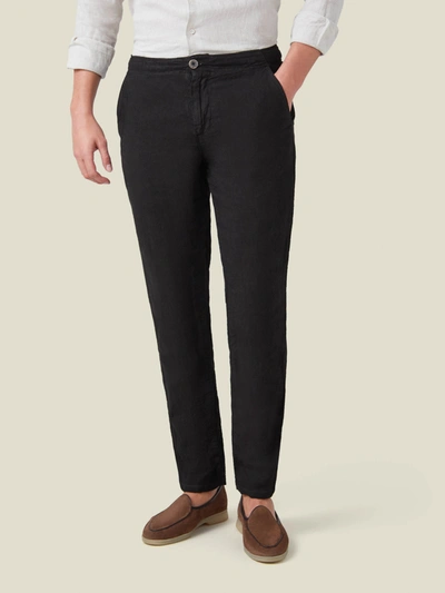 Luca Faloni Black Lipari Linen Trousers