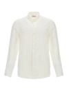 Mc2 Saint Barth Naxos Linen Shirt With Mandarin Collar In White