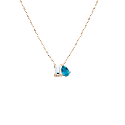 Aurate New York Toi Et Moi Gemstone Mini Classic Necklace In Yellow