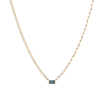 Aurate New York X Michelle: Tranquility Blue Topaz Chain Necklace In Rose