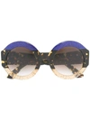 GUCCI BLUE AND BROWN OVERSIZED ROUND FRAME SUNGLASSES,GG0084S12054107