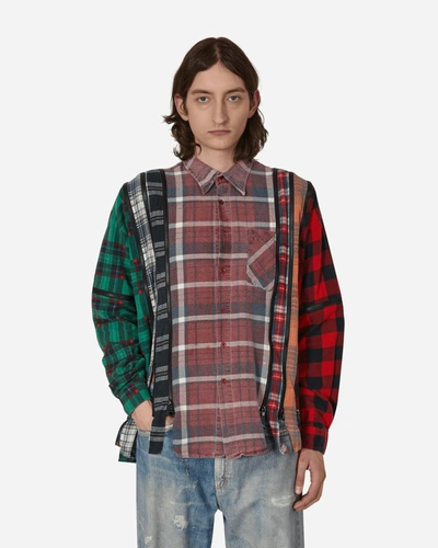 Needles 7 Cuts Zipped Wide Flannel Shirt In Multicolor