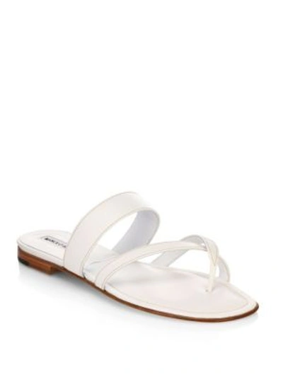 Manolo Blahnik Multi-strap Toe-post Sandals In White