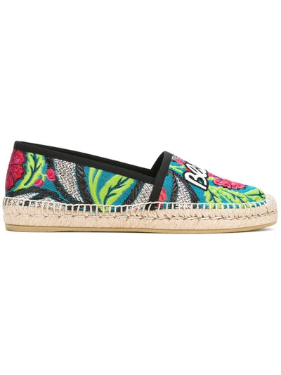 Gucci Embroidered Floral Brocade Espadrille In Green Multi