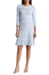 Eliza J Textured Fit & Flare Dress In Blue