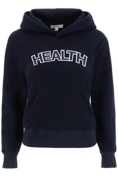 Sporty And Rich Hooded Pile Sweatshirt With Ribbed Hemline In Blue