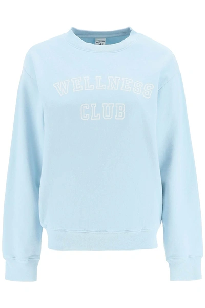 Sporty And Rich Crew-neck Sweatshirt With Lettering Print In Light Blue