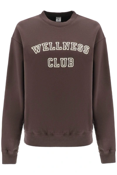 Sporty And Rich Slogan-print Cotton Sweatshirt In Brown