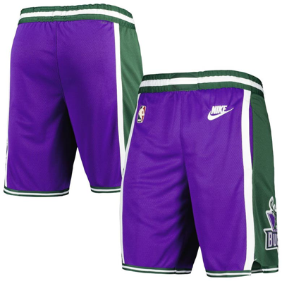 Nike Men's  Purple Milwaukee Bucks 2022/23 Classic Edition Swingman Performance Shorts In Purple/white