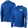 Columbia Royal Kentucky Wildcats Pfg Terminal Tackle Raglan Omni-shade Long Sleeve T-shirt In Royal