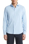 Emanuel Berg 4flex Modern Fit Knit Button-up Shirt In Light Blue